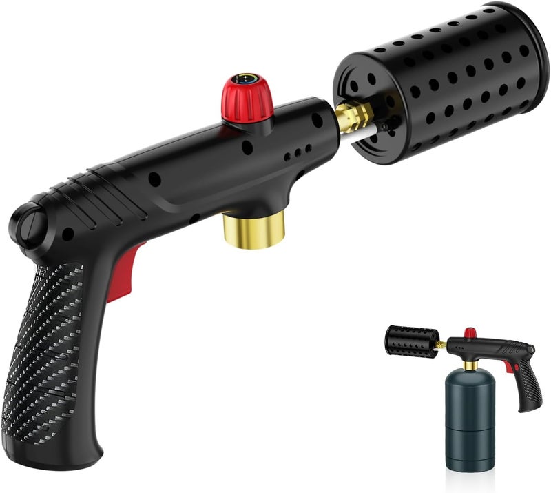 SILADKN Propane Torch Gun with Adjustable Flame, Handheld Torch Head for BBQ, Grill, Sous Vide, Campfire & Charcoal Lighting, Safety Lock & Wide Nozzle Design, Tank Not Included, Black - Image 1